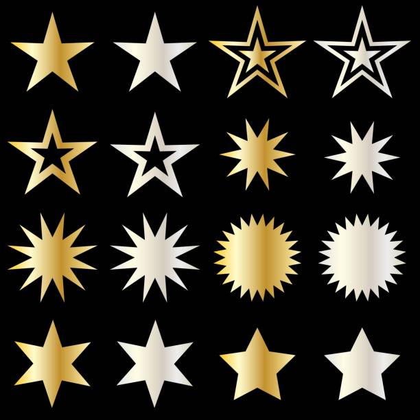 シルバーとゴールドの金属ベクトル星 - symbol star shape computer icon silver点のイラスト素材／クリップアート素材／マンガ素材／アイコン素材