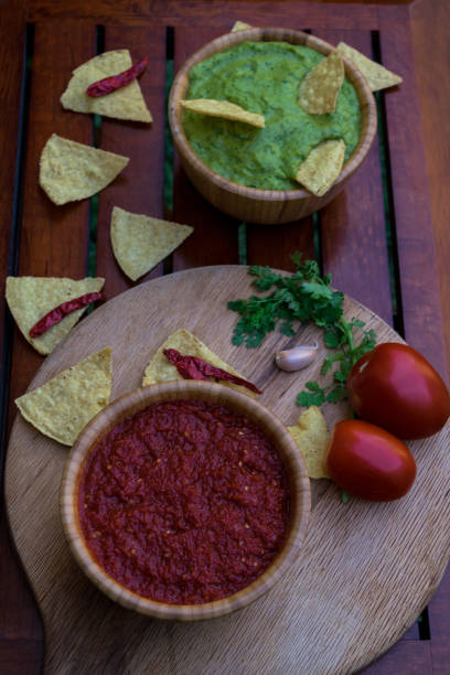 Salsa on tortilla chip