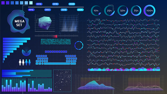 Hud Design Colorfull Blueviolet Vector Hud Set In Trend Colors For Design And Device ...