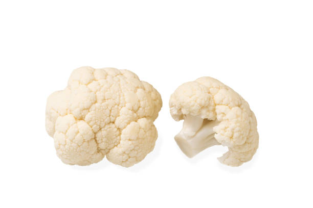 istock Pieces of cauliflower isolated on white background. 1318491695