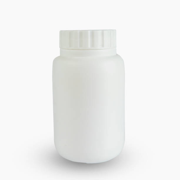 White medical container wth cap on white background