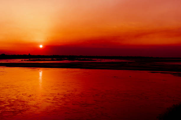 Dramatic sunset over the Rufiji River in the Selous Game Reserve.