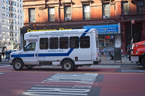 New York, NY, USA - May 17, 2021: NYC Access-A-Ride reduced fare for those with special needs needing door-to-door transportation