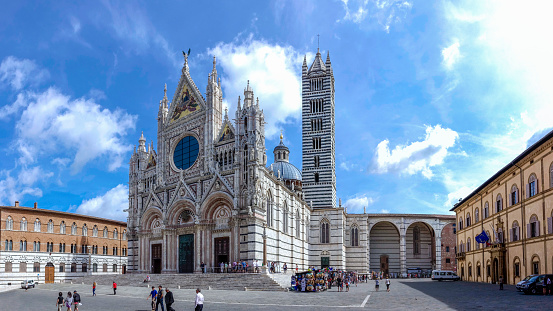 Siena Cathedral, Cattedrale di Santa Maria Assunta, in white and black marble, Old Town, Siena, Tuscany, Italy, Europe