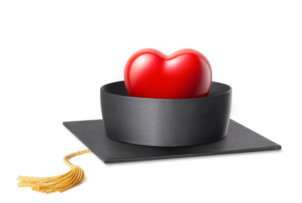 Graduation cap with heart Graduation cap with heart isolated on white background. black hat upside down stock pictures, royalty-free photos & images