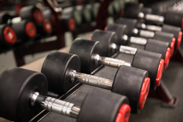 istock Row of heavy barbells 1318499061