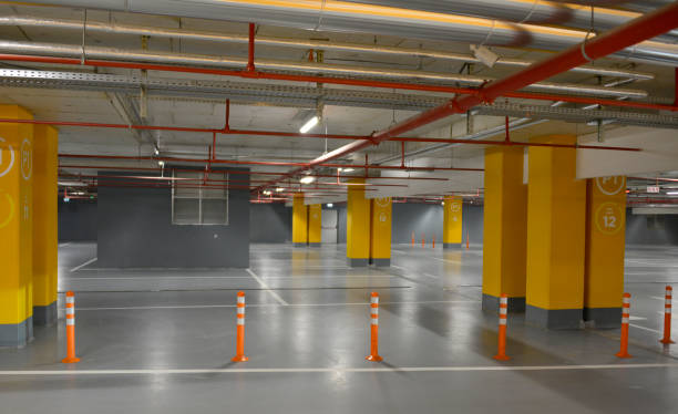istock Driveway, parking lots and pedestrian paths in the underground garage 1318503662