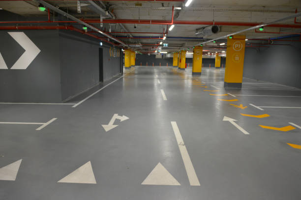 istock Driveway, parking lots and pedestrian paths in the underground garage 1318503673