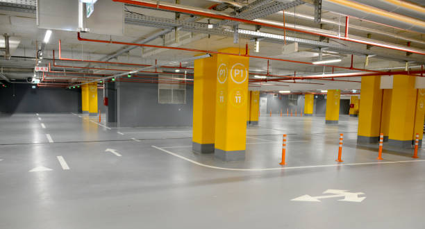 istock Driveway, parking lots and pedestrian paths in the underground garage 1318503685
