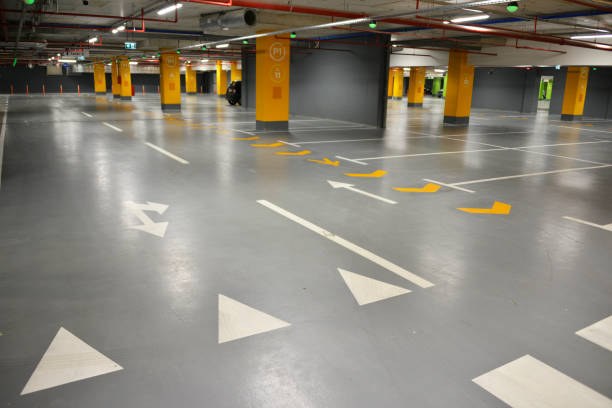 istock Driveway, parking lots and pedestrian paths in the underground garage 1318503721
