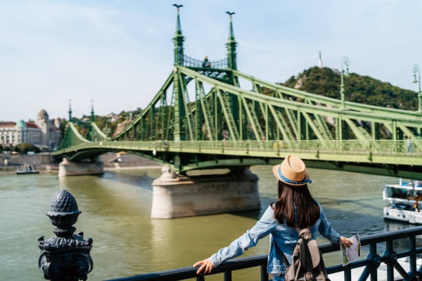 istock Woman watching Danube near  Liberty bridge in Budapest 1318510806