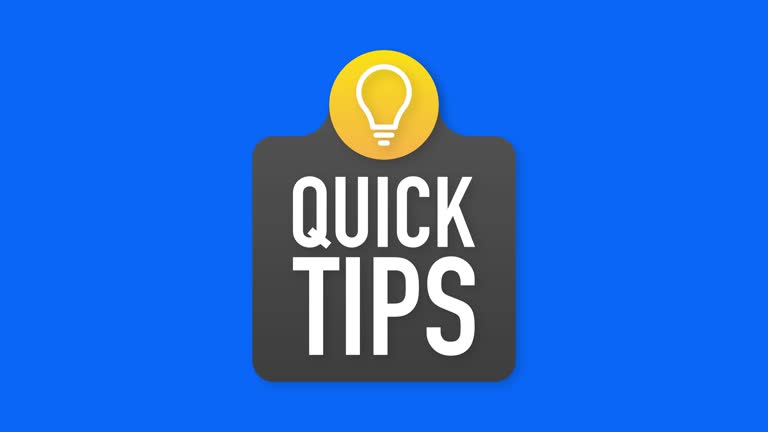 Quick Tips badge, banner with light bulb and speech bubble isolated on white background. Motion graphics.