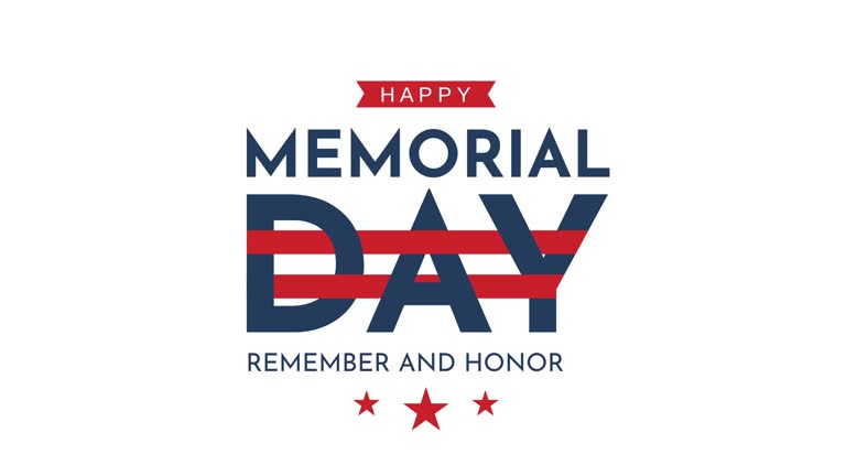 Memorial Day card animation. Remember and honor. 4k animation.