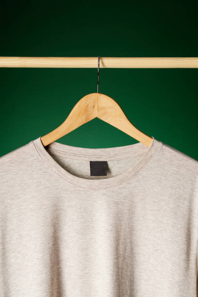 istock T-shirt mockup on wooden hanger 1318515169