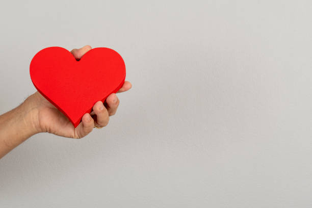 istock hand holding a heart on the palm with a gray background and space for text 1318517769