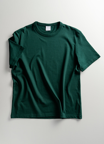 Green t-shirt template, mockup on white background.