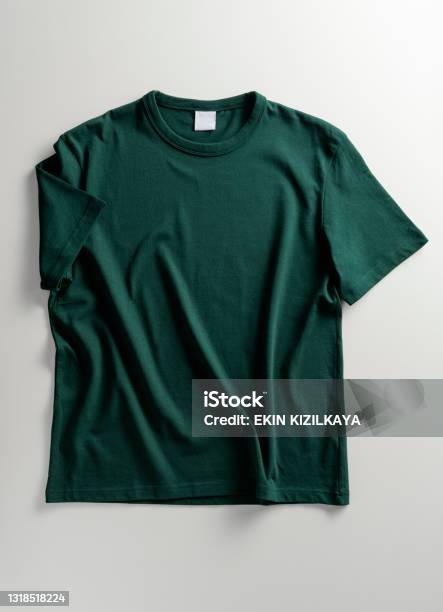 Green Tshirt Template Mockup Stock Photo - Download Image Now - T-Shirt, Template, Model - Object