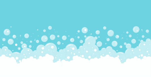Soap bubbles and foam vector background, transparent suds border. Soap bubbles and foam vector background, transparent suds border. Abstract illustration frothy drink stock illustrations