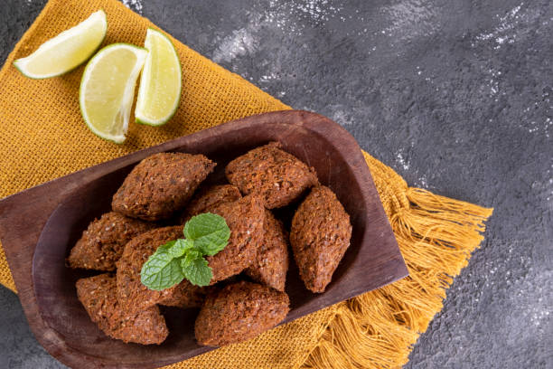 istock Traditional Arabian fried snack made with wheat and stuffed with minced meat. Quibe 1318520902