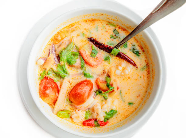 zuppa tom yum, cibo tailandese - tom tom yum meal soup foto e immagini stock