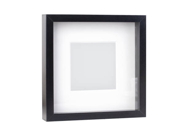 istock Black modern square photo frame isolated on white background. Side view 1318526236