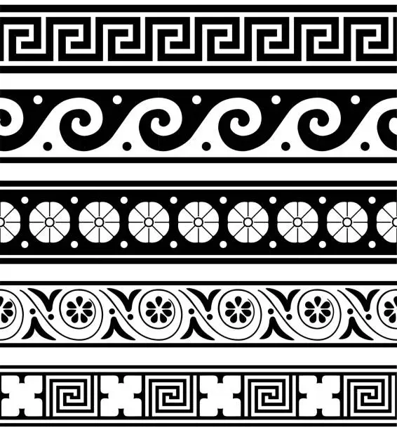 Vector illustration of Greek Pottery Pattern Collection