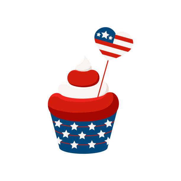 istock 4th of July cupcake sweets food with heart shape flag. 1318529981