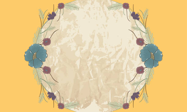 istock Botanical badge with flowers and a grunge texture 1318549856