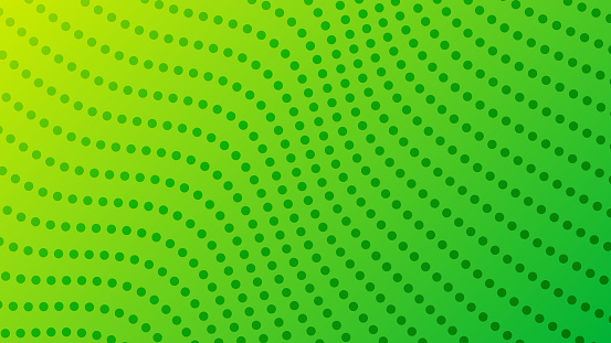 Halftone gradient background with dots. Abstract green dotted pop art pattern in comic style. Vector illustration