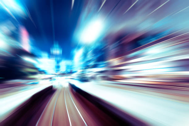 istock Abstract image of night traffic light trails in the city 1318556489