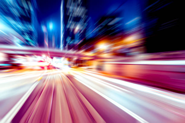 istock Abstract image of night traffic light trails in the city 1318556490