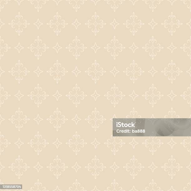 Simplistic Beige Patterns Beige Background With Simple Floral Ornament Wallpaper Seamless Pattern ...