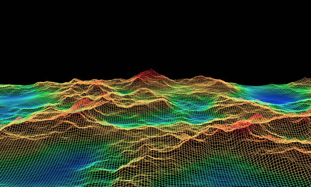 3d топографический каркас. цветная карта уровня. - geology stock illustrations