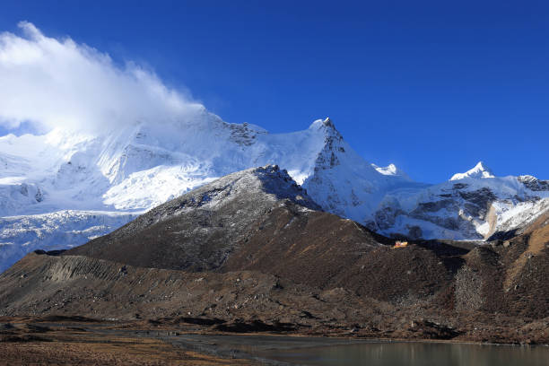 Snow mountains under blue sky in tibet,China