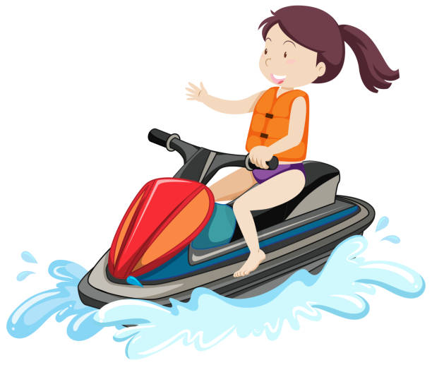 istock A woman driving jet ski cartoon character isolated on white background 1318566537