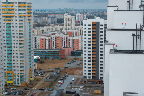 istock Courtyards of Minsk from above. 1318573237