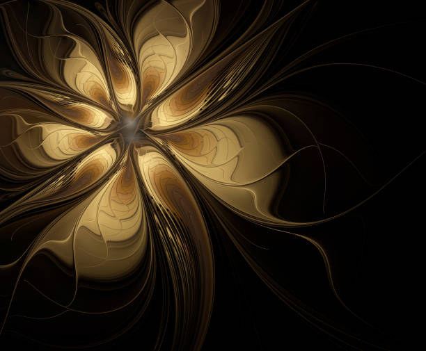 istock Fractal melancholic golden flower on black background 1318577454