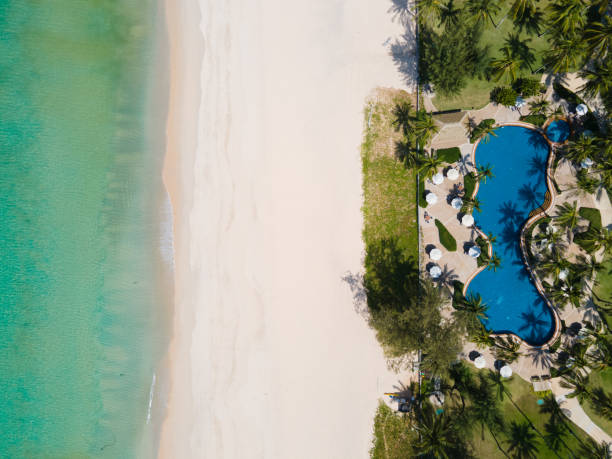 istock Aerial view (Top view) above beach sea 1318580353