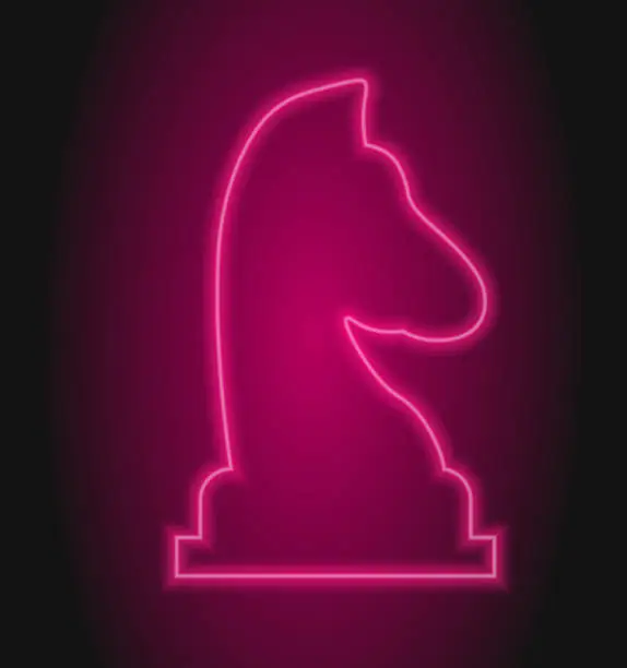 Vector illustration of Neon chessmen knight icon