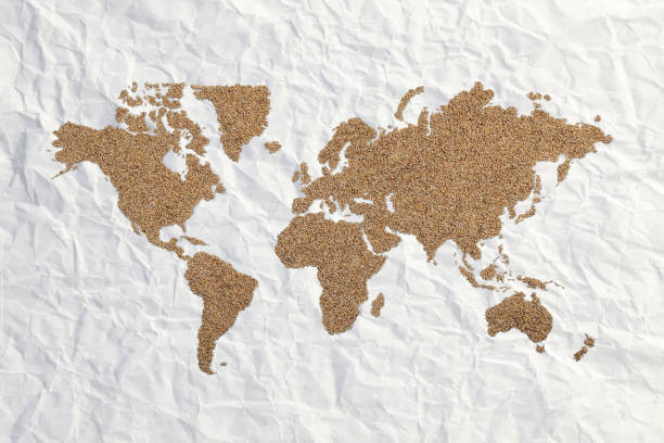 istock wold map made of wheat grains 1318582721