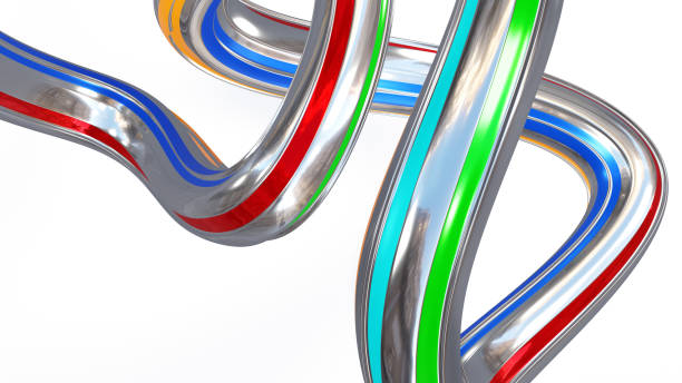 istock Abstract 3D background, colorful glossy lines isolated on white 1318584759