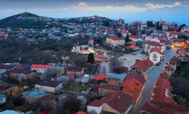 istock View from drone of Signagi in spring twilight, Georgia 1318587045