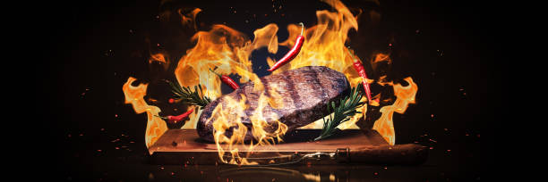 bife de carne na grelha. renderização 3d - pot roast - fotografias e filmes do acervo