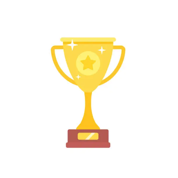 Vector illustration of Golden champion trophy cup with star sign
