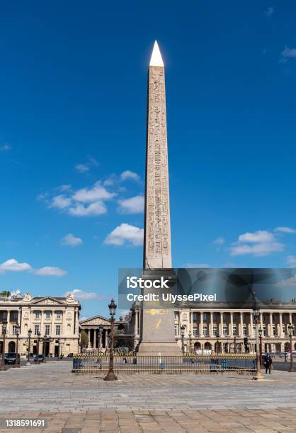 Luxor Obelisk On Place De La Concorde In Paris Stock Photo - Download Image Now - Obelisk, Celebrities, Monument