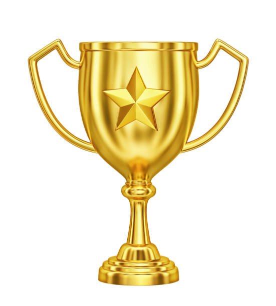 istock Golden champion cup with star isolated on white 1318593007