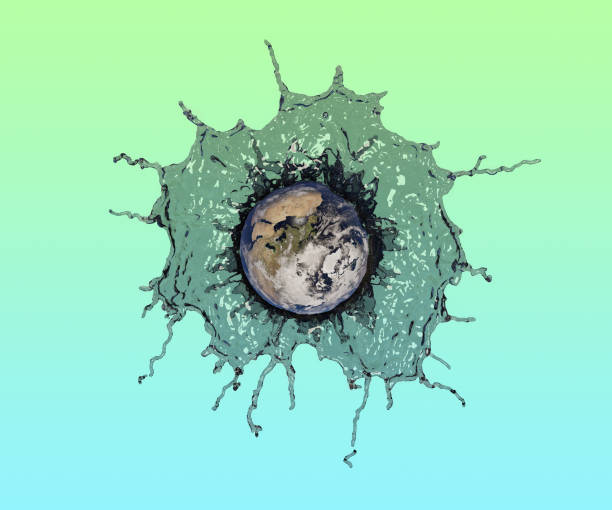 istock planet earth with transparent water splashing. global warming concept. environment 1318594568