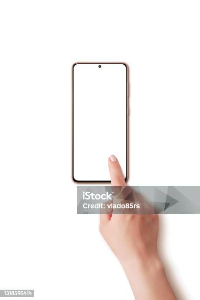 Memiliki Layar Telepon Sentuh Di Meja Putih Layar Dan Latar Belakang