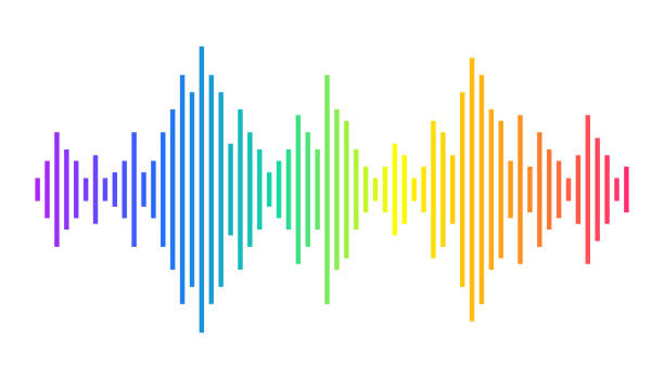 illustrazioni stock, clip art, cartoni animati e icone di tendenza di ritmo dell'onda sonora. equalizzatore digitale colorato. - spectrum rainbow backgrounds disco