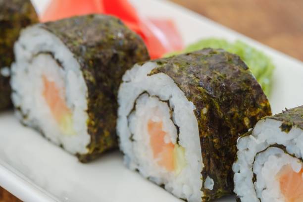 istock Sushi roll seafood rice fish, restaurant tasty. 1318600728
